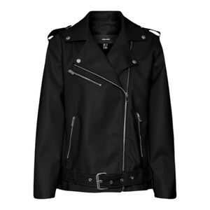 NWT Vero Moda Ramon Paula Coated Faux Leather Jacket in Black Size Medium